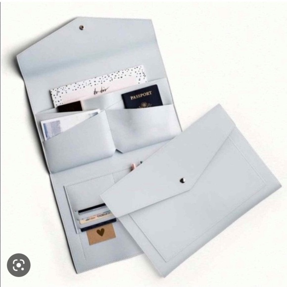 GLASS Ladder & Co Megan Portfolio cloud gray vegan leather Clutch organizer - Picture 1 of 10